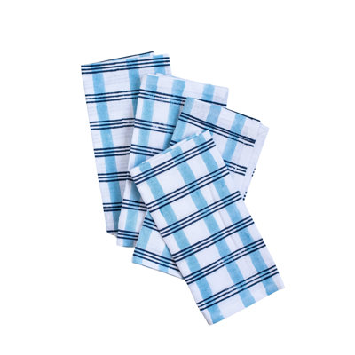 S/4 Organic Napkins - Plaid, Navy & Uniform Blue