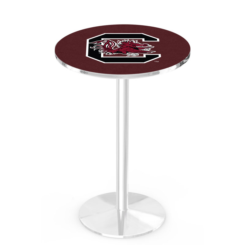 Round Metal Base Dining Table, Chrome, University of South Carolina