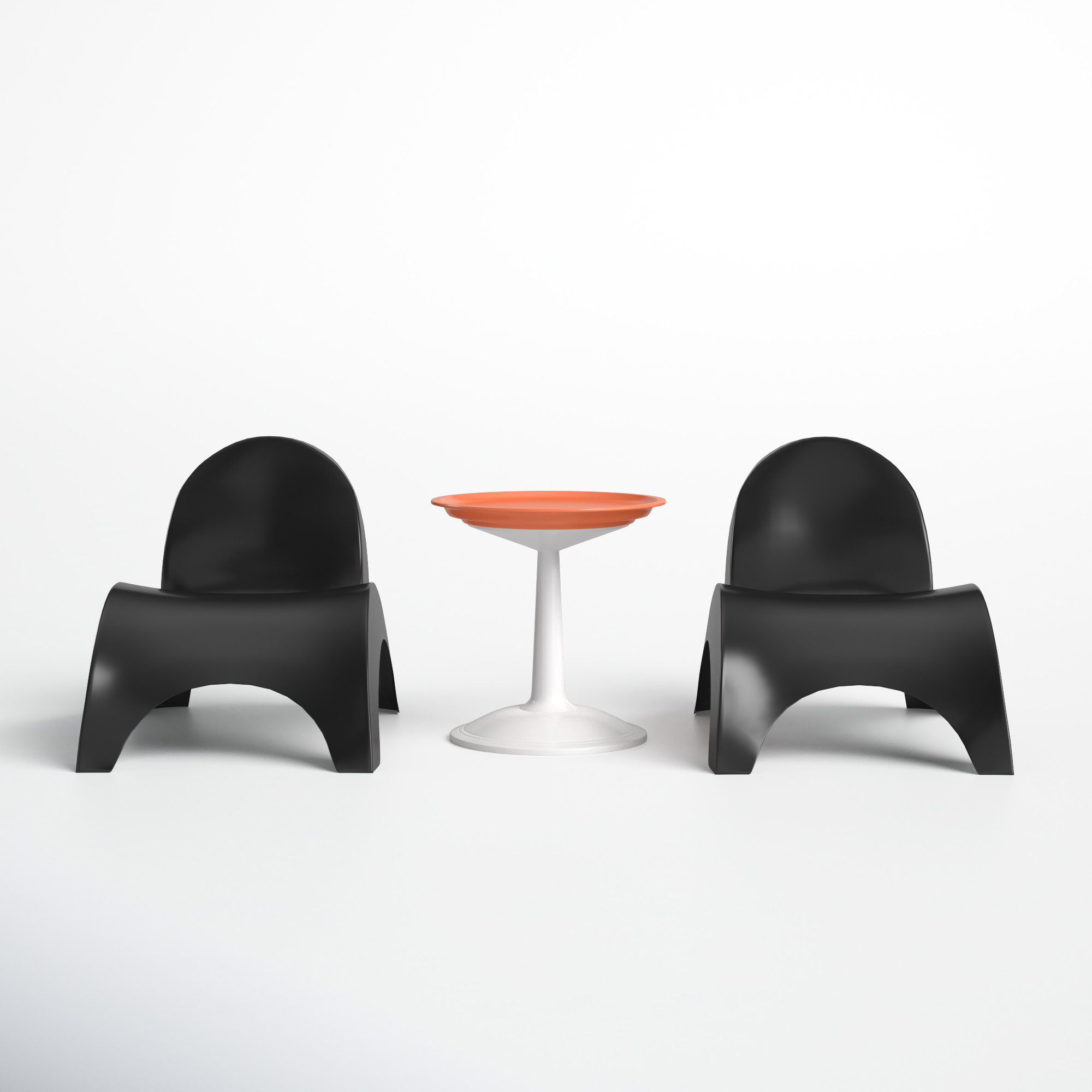 Ameswood Plastic Chaise Lounge Set with Table, Black/Orange