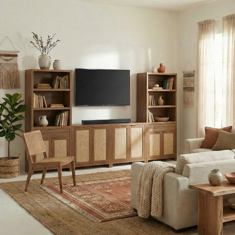 4-Piece TV Stand Set, Special Walnut