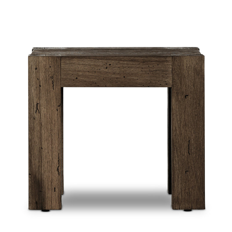 Abaso End Table, Ebony Rustic Wormwood
