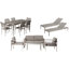 Ensemble repas et salon d'extérieur 13 pièces Aynura - Mobilier de patio en aluminium argent anodisé avec table de salle à manger, chaises empilables, ensemble de canapé et chaises longues inclinables