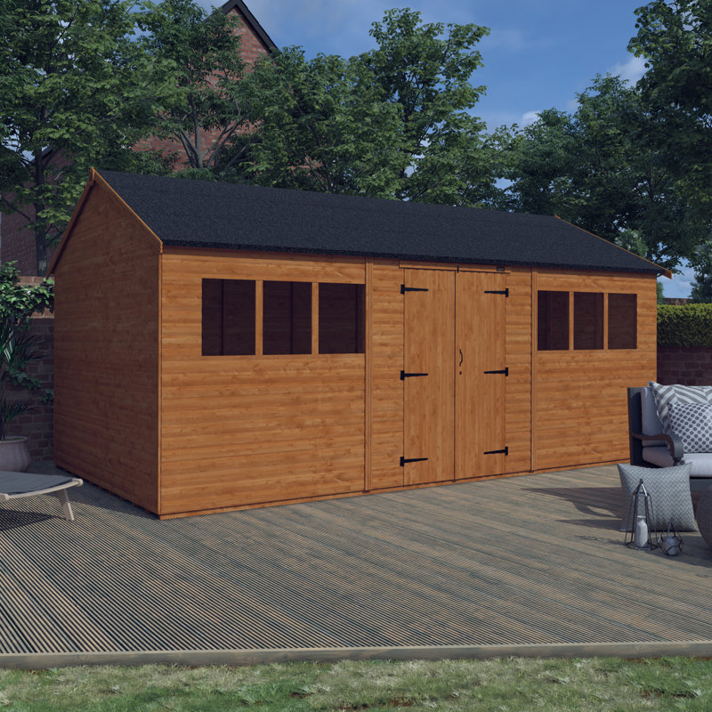 10 ft. W x 18 ft. D Solid Wood Apex Garden Shed