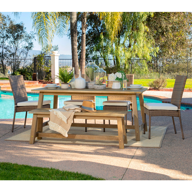 4 - Person Patio Dining Set with Rectangular Table , Cushions Included