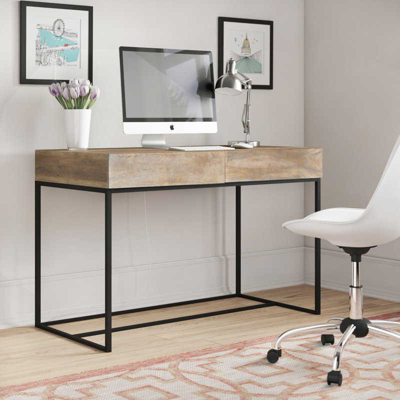 Timko Solid Wood Steel Writing Desk