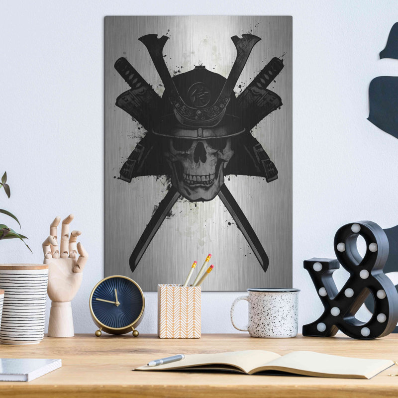 Art mural en métal «Samurai Skull» par Nicklas Gustafsson, H 16 po x l 12 po