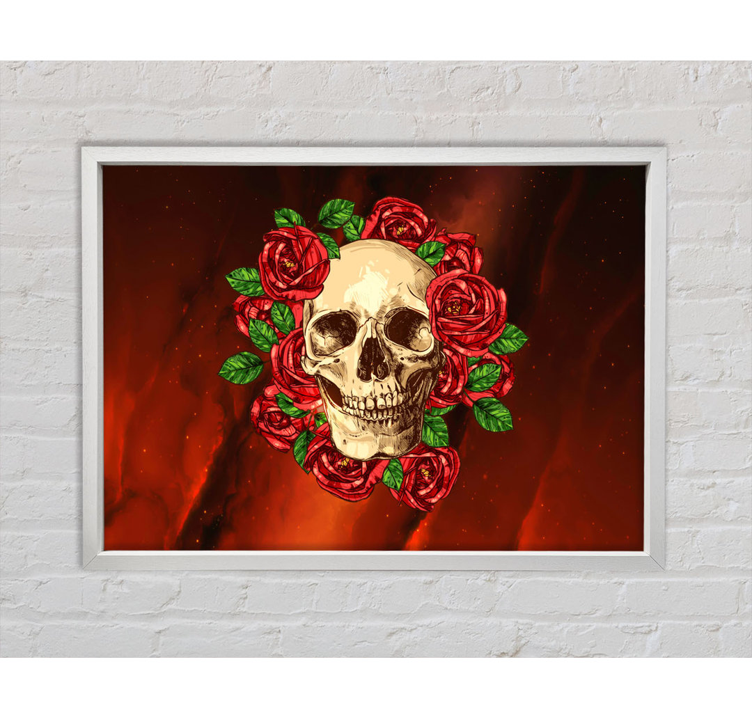 Roses Round A Skull - Einzelner Bilderrahmen Kunstdrucke auf Leinwand