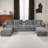 Plaisir Chenille Upholstered Sectional Sofa with Cup Holders & Pillows