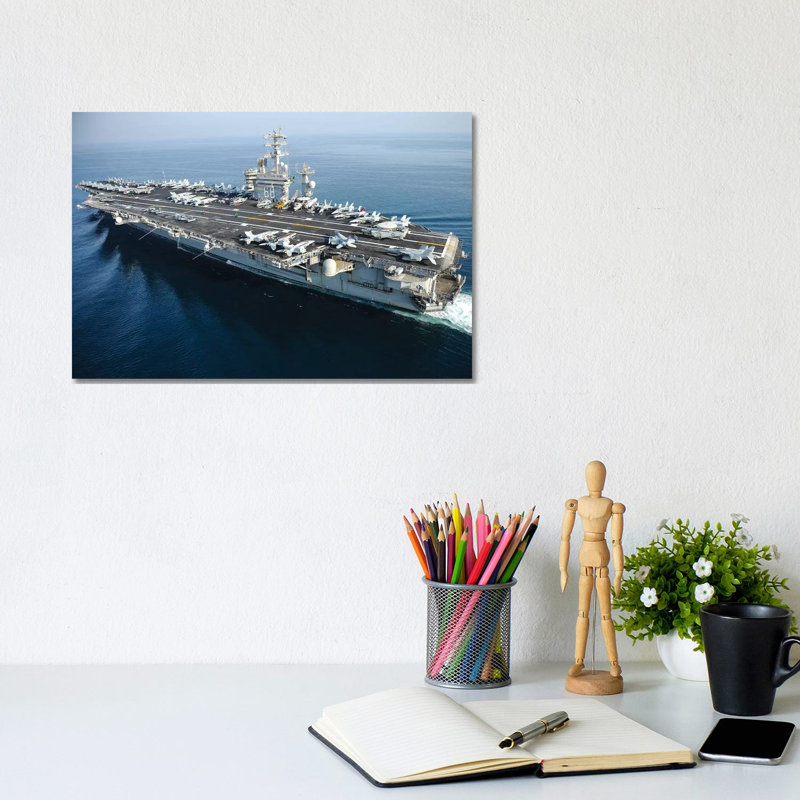 The Aircraft Carrier USS Nimitz Underway In The Arabian Gulf - Wrapped Canvas Print, 20.32 cm H x 30.48 cm W