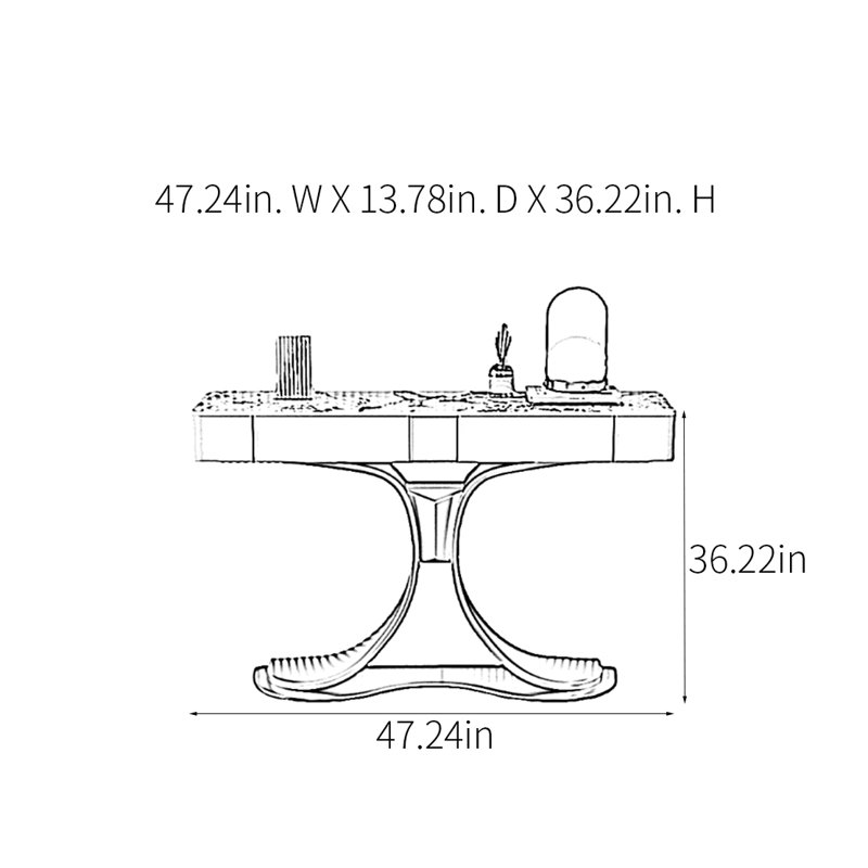 Console Modern Minimalist Luxury, Or champagne, H 36,22 po x l 47,24 po x P 13,78 po