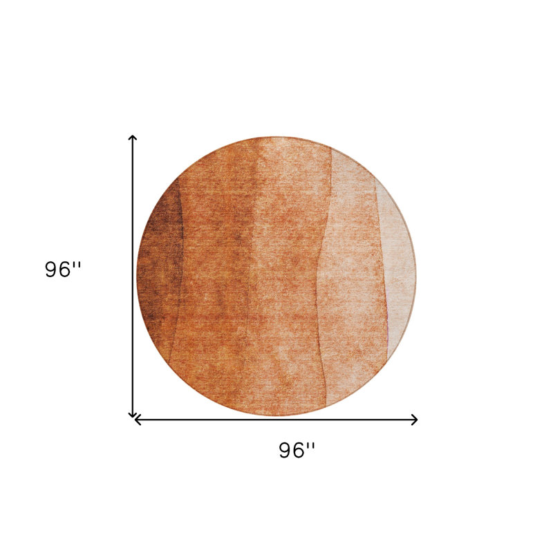 Tapis rond extérieur lavable ombré 8 pi orange et cuivre