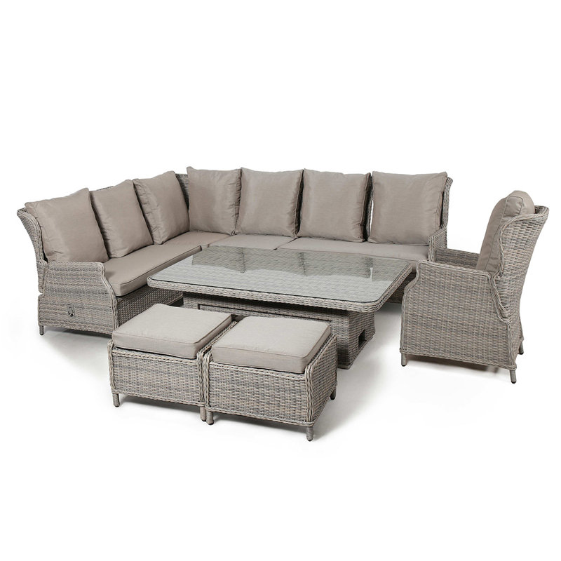 Canica Reclining Rattan Corner Dining Set - with Rising Table & Chair