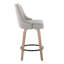 Tabouret de comptoir 27 po à hauteur fixe avec pivot en bois blanchi et tissu gris clair avec garniture cloutée en laiton et repose-pieds rond en métal noir - ensemble de 2