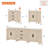 Eaton 3-Piece Modular Sideboard With Drawers & Doors, Weathered Oak Farmhouse Storage Cabinet For Living Room, Dining Room, Or Hallway, Beige-1401138040