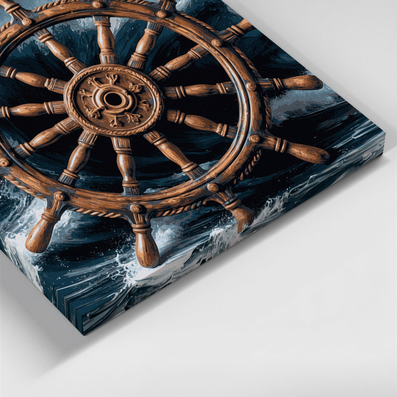 Art mural sur toile roue nautique bleue, H 12 po x l 18 po