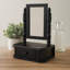 Miroir de table traditionnel en bois avec 1 tiroir LePage, noir et argent