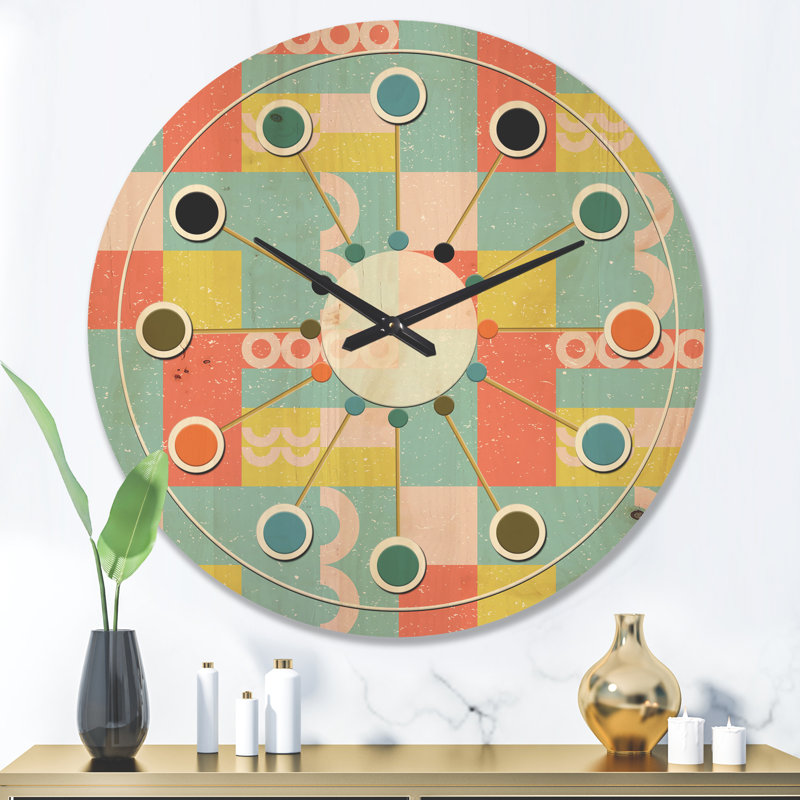 Horloge murale en bois Abstract Design III, Grand