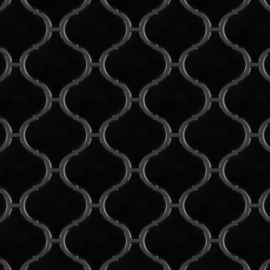 Metro Lantern Glossy Black 9-1/2" x 10-3/4" Porcelain Mosaic Floor and Wall Tile Merola Tile