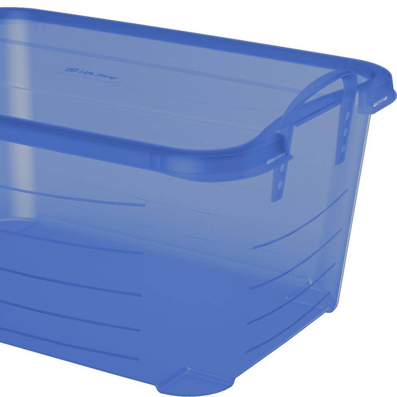 Blue 55 Quart Stackable Plastic Storage Bins with Lids, Set of 6