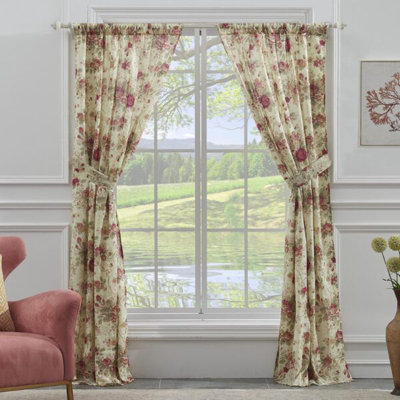 Greenland Home Fashions Antique Rose Ecru Window Panel Pair