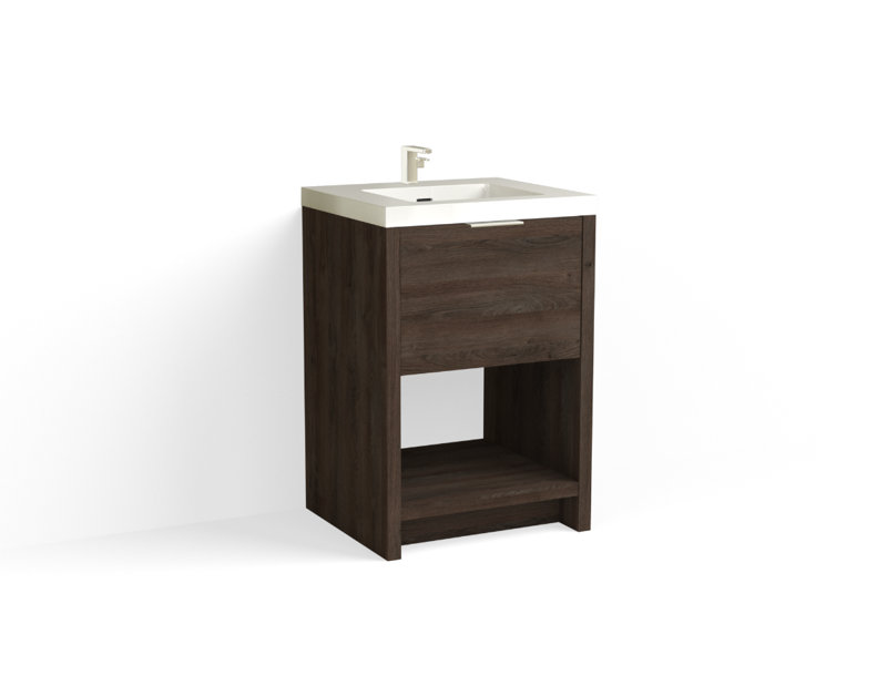 Vista 24" W Freestanding Single Bathroom Vanity, White Nanomatte/Matte Black, White Gloss, Single-Hole
