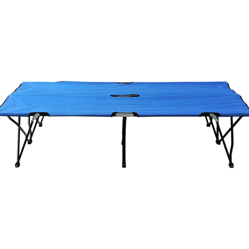 2 Person Camping Cot Bed - 50" Extra Wide Folding Portable With Carry Bag Elevated For Adults, Ideal Outdoor Pleasure, Beach, Hiking Blue Adults From Wide, Transport Bag, Activities,