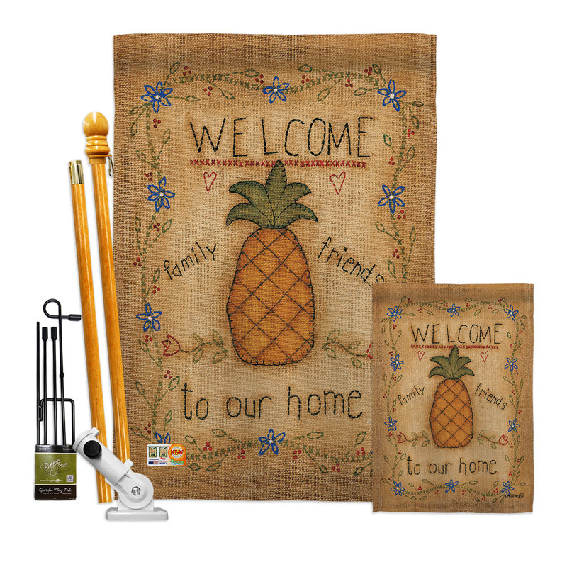 Ananas sucré-impressions décoratives en polyester 2 faces 40 x 28 po Ensemble de drapeaux