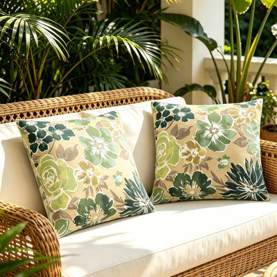 Ensemble de 2 coussins décoratifs d'extérieur 18 po x 18 po, imperméables et résistants à la décoloration, coussin décoratif carré pour meubles de patio