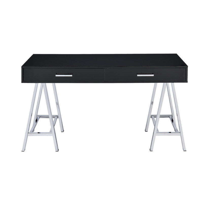 Coleen  Black High Gloss & Chrome Finish Writing Desk