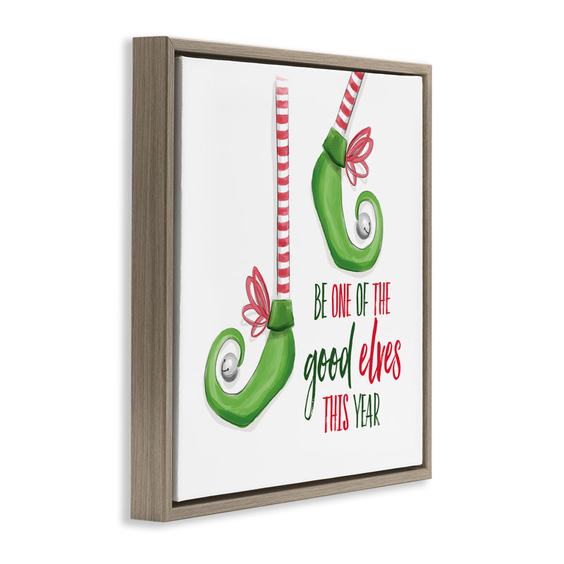 Cadre flottant Festive Be A Good Elf, design par Dogwood Portfolio, H 18 po x l 18 po, Cadre flottant orme Montalcino