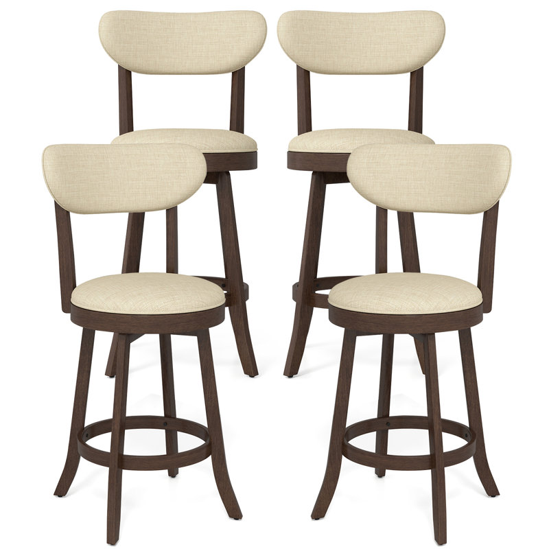 Bar Height Chairs Set of Swivel High Barstool w/ Padded Seat & Backrest, Counter Stool (25.5” Seat Height), 4
