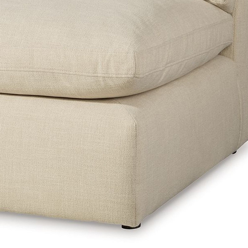 Fauteuil d'appoint sans accoudoirs modulaire Elize, polyester beige, rembourrage moelleux
