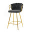 Chaise de bar moderne et moderne avec tabourets hauts et pattes plaquées or pour salle à manger en lin gris foncé
