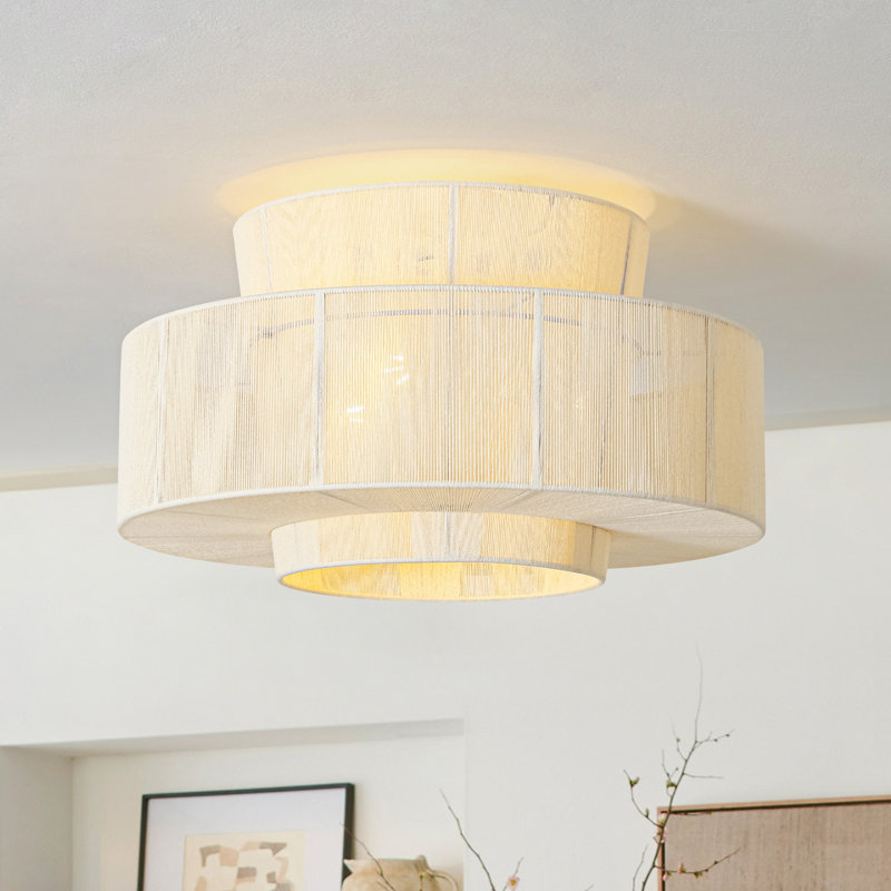 Ashli 3-Light Boho Dimmable Tiered Drum  Flush Mount Ceiling Light