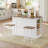 3 Pieces  Farmhouse Kitchen Island Cart with Power Outlets, 2 Stools & Drop-Leaf Top | Mobile Serving Cart with Storage & Removable Wheels-1060110169