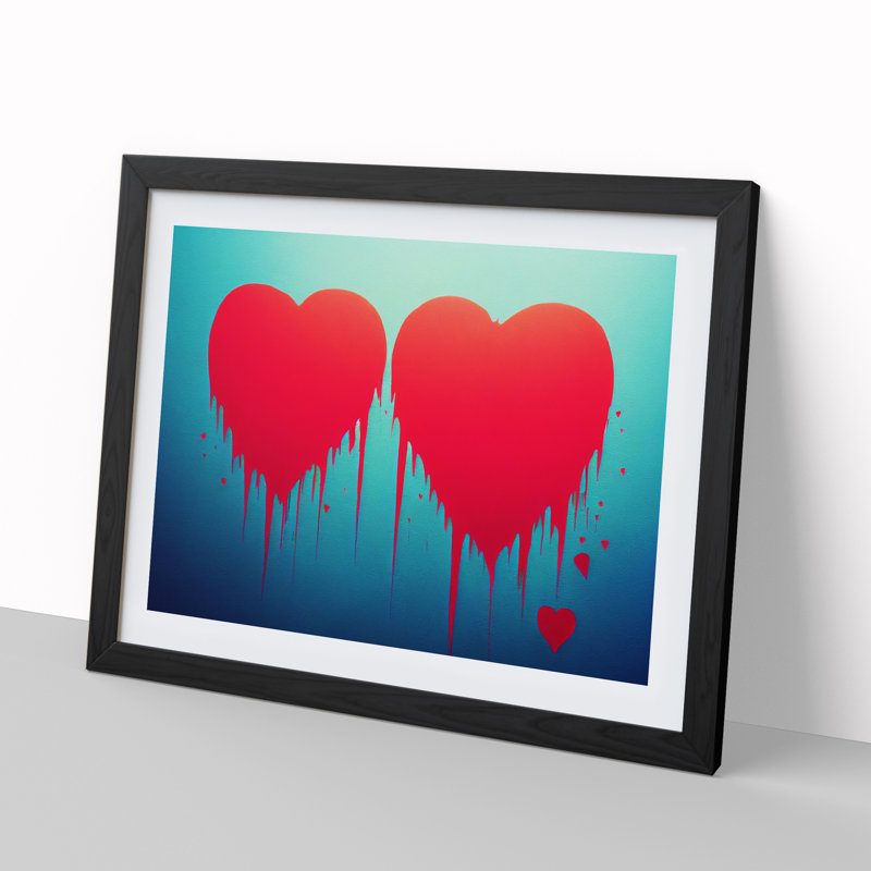 Love He Graffiti Abstract - Single Picture Frame Print, Black, 46cm H x 64cm W x 2cm D