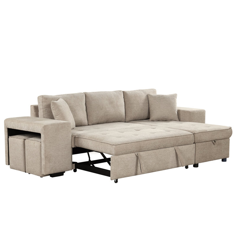 Canapé modulaire rembourré 4 pièces Brihany, Cream Chenille 1, Orienté à droite