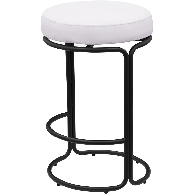 Tabouret de comptoir pivotant 26,5 po Skyelee, Crème végétalien en cuir