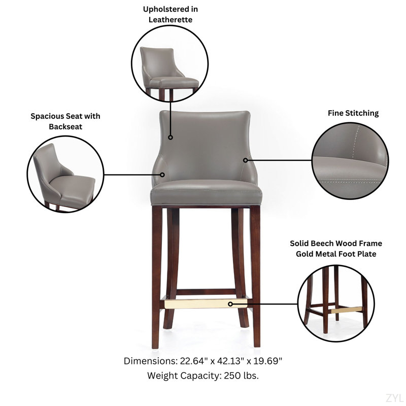 Tabouret de bar Shubert, Gris