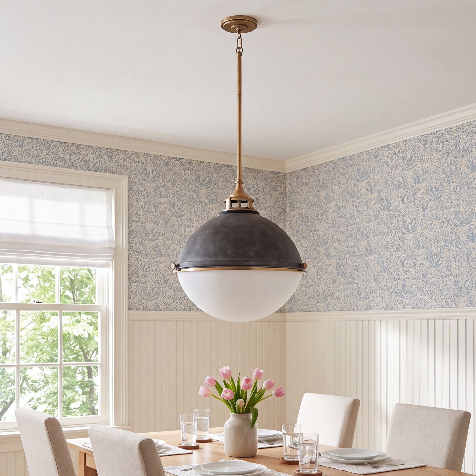 3-Light Chandelier, Aged Zinc