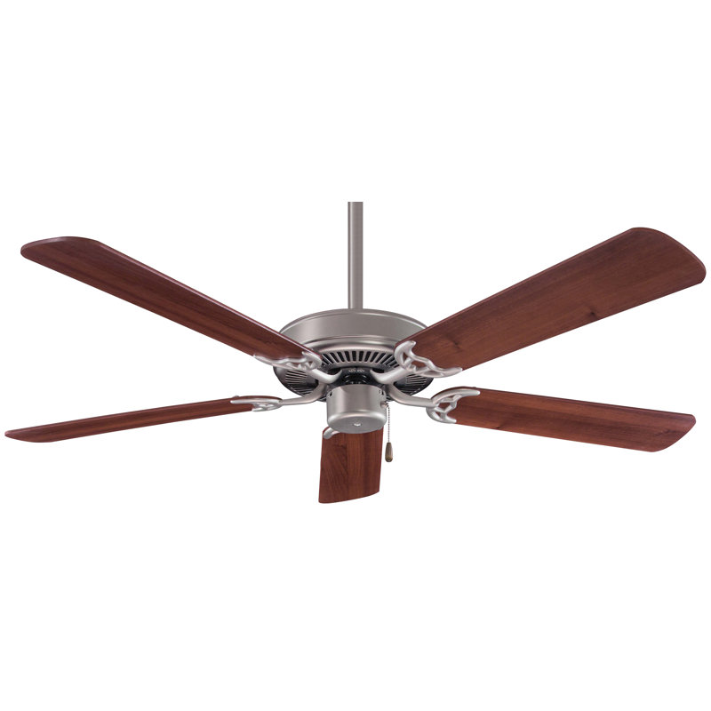 52" Contractor 5 - Blade Standard Ceiling Fan with Pull Chain, Brushed Steel