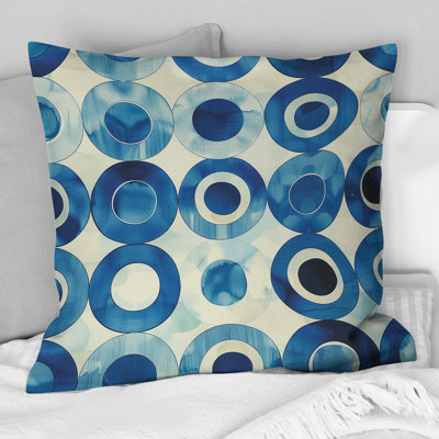 Blue Beige Modern Circles - Coussin décoratif moderne