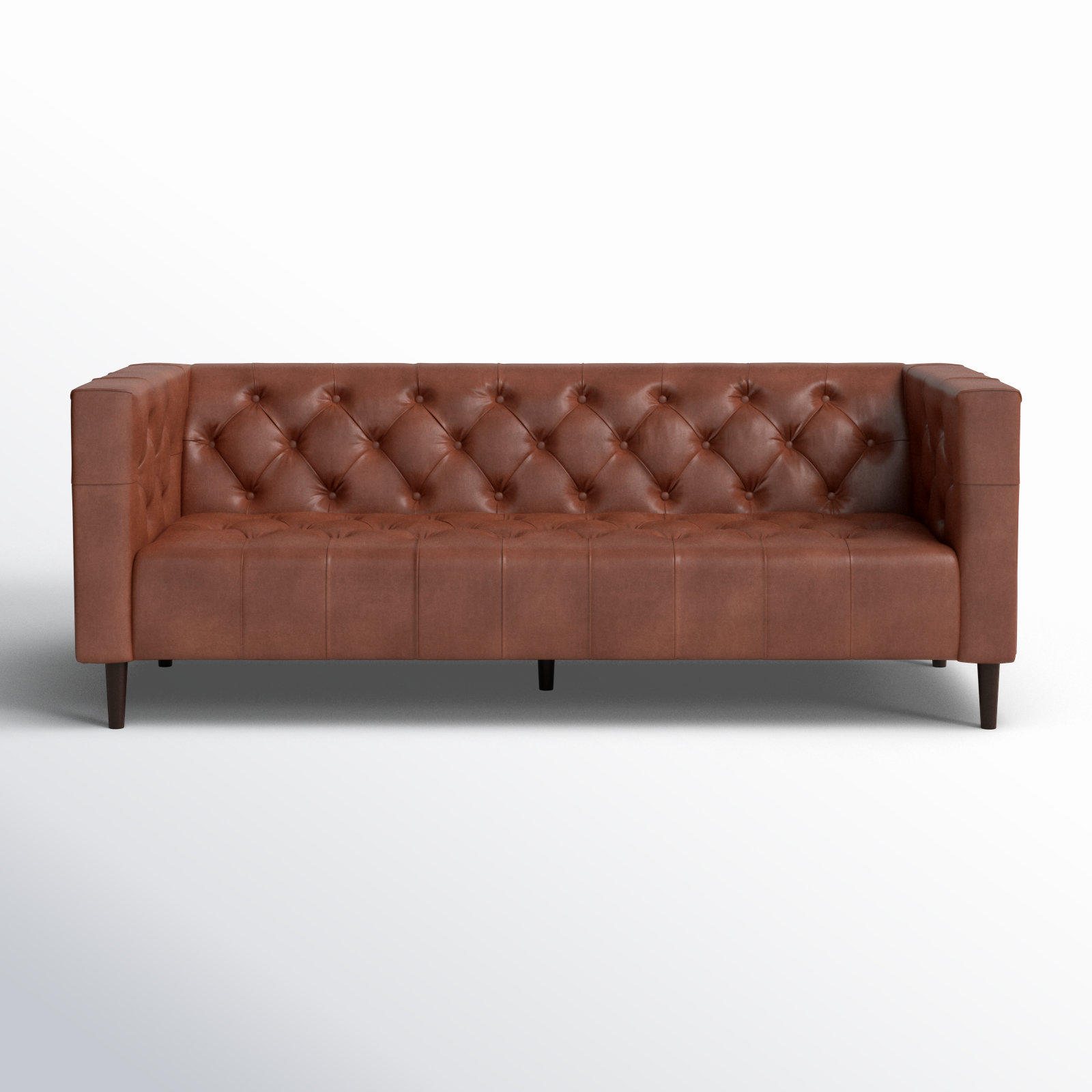84" Genuine Leather Sofa, Vintage Brown Top Grain Genuine Leather