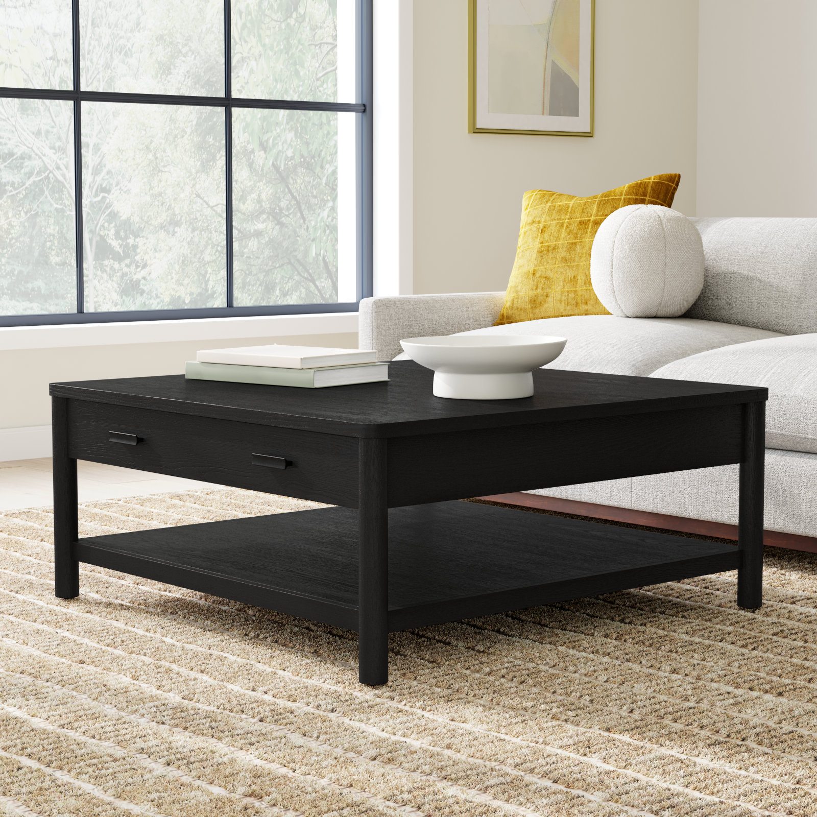 Kaplan 42" Coffee Table with Storage, Black