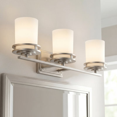 Kichler Hendrik Brushed Nickel 3-Light Vanity Light with Satin Etched Glass Shades