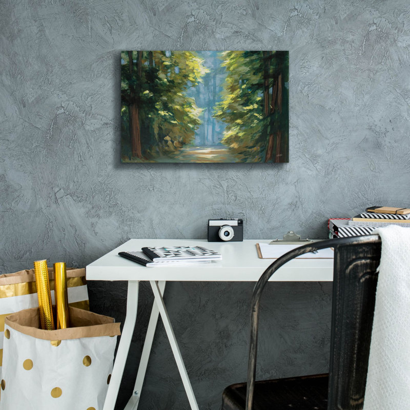 «Sunlit Forest Blue C» par Julia Purinton, art mural sur toile, H 12 po x l 18 po x P 0,75 po