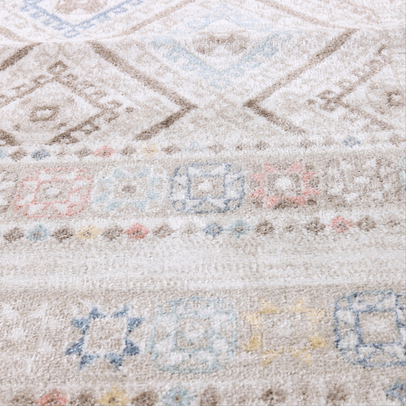 Machine Washable Alden Beige/Ivory Rug, Rectangle 10' x 14'