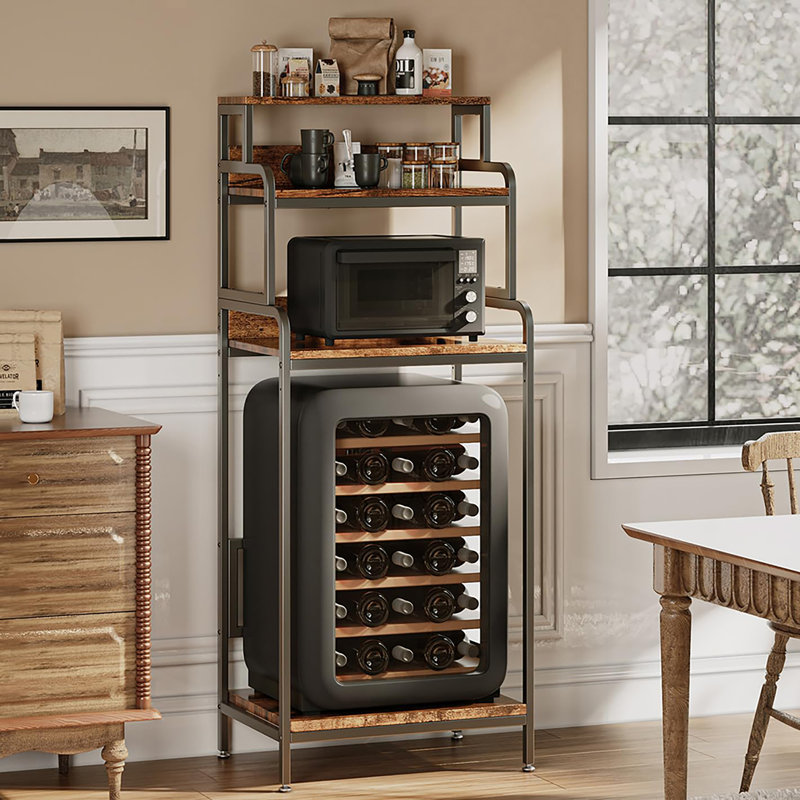 Microwave Oven Stand with Storage, Vintage Brown/Black