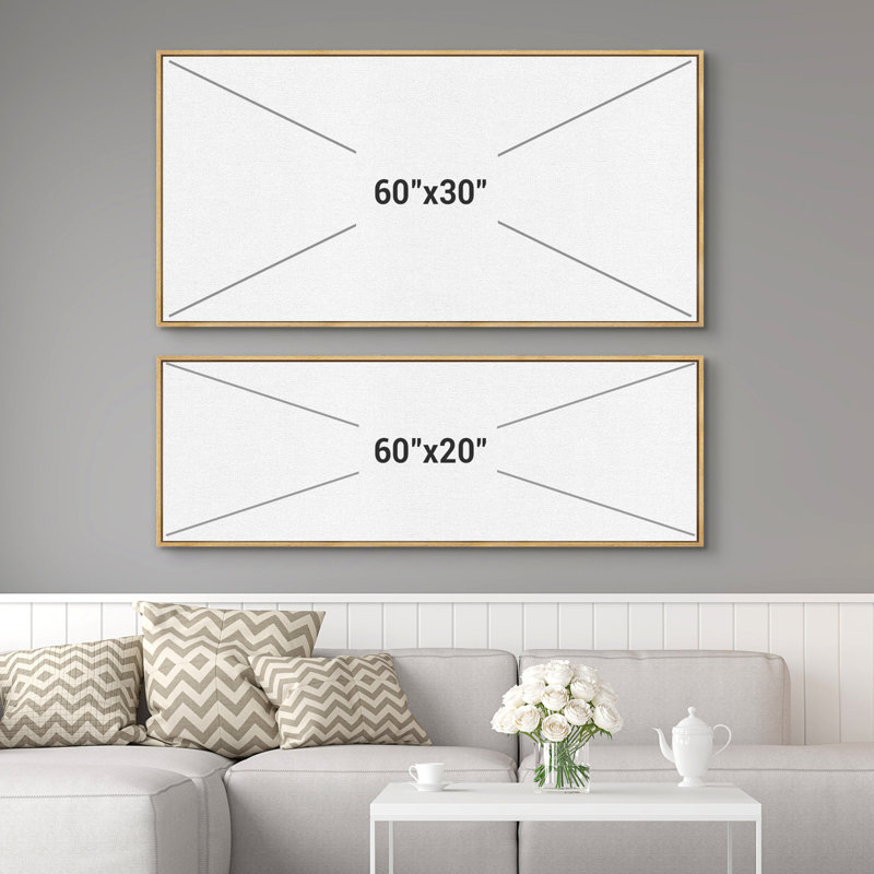 Clouds " Moody Black Modern Minimalist Neutral Artwork " - Extra Large Framed Wall Art Canvas Print, Natural, 30" H x 60" W