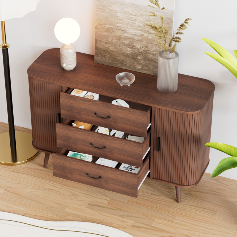 47.2'' Sideboard With 3 Drawers & 2 Curved Side Cabinet